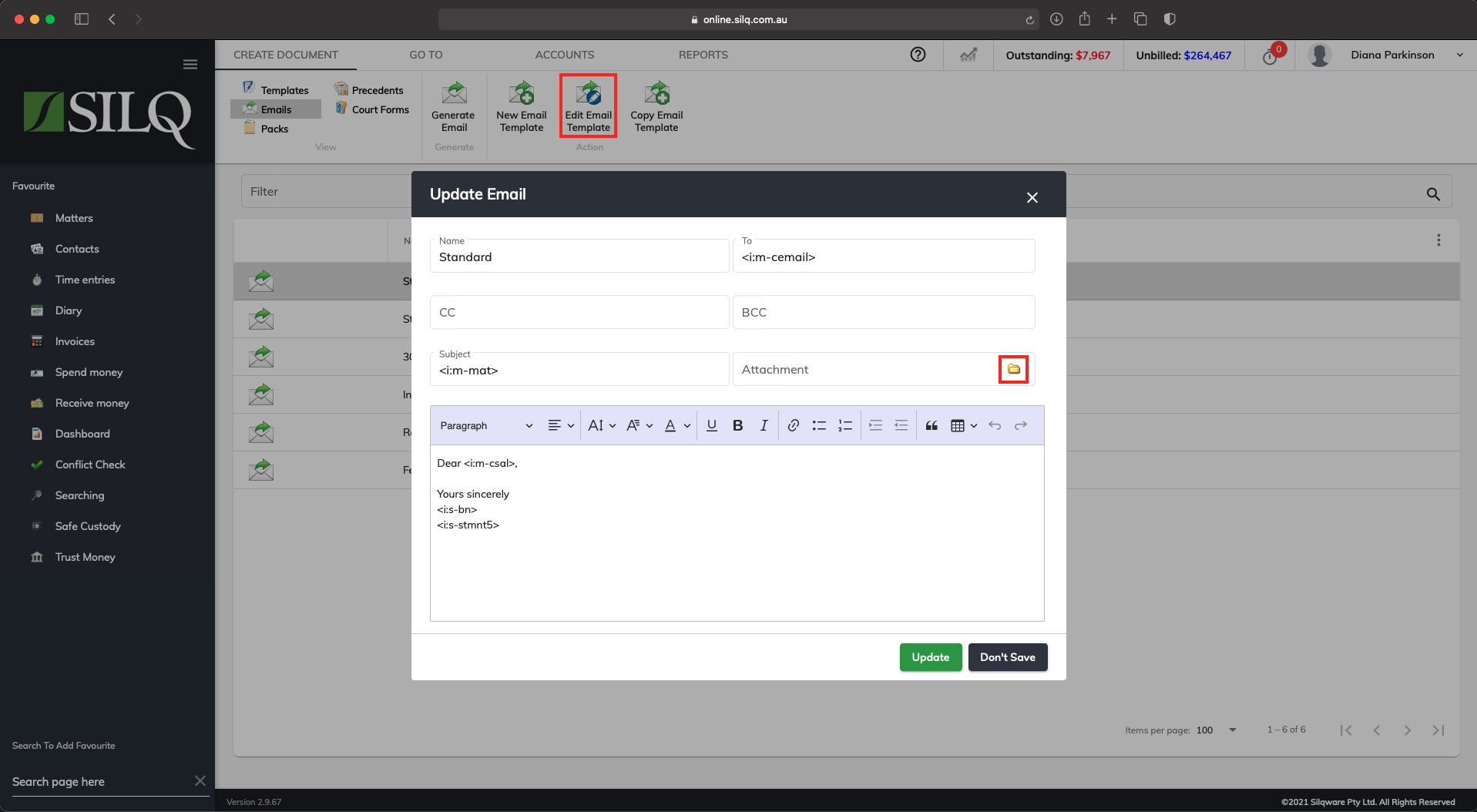 Email Template Attachments